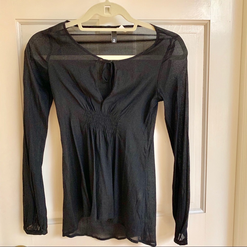 Black blouse, see through, size 2